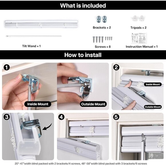 LazBlinds Cordless White 1" Room Darkening Vinyl Mini Blinds, 27" W x 64' H - Picture 6 of 6